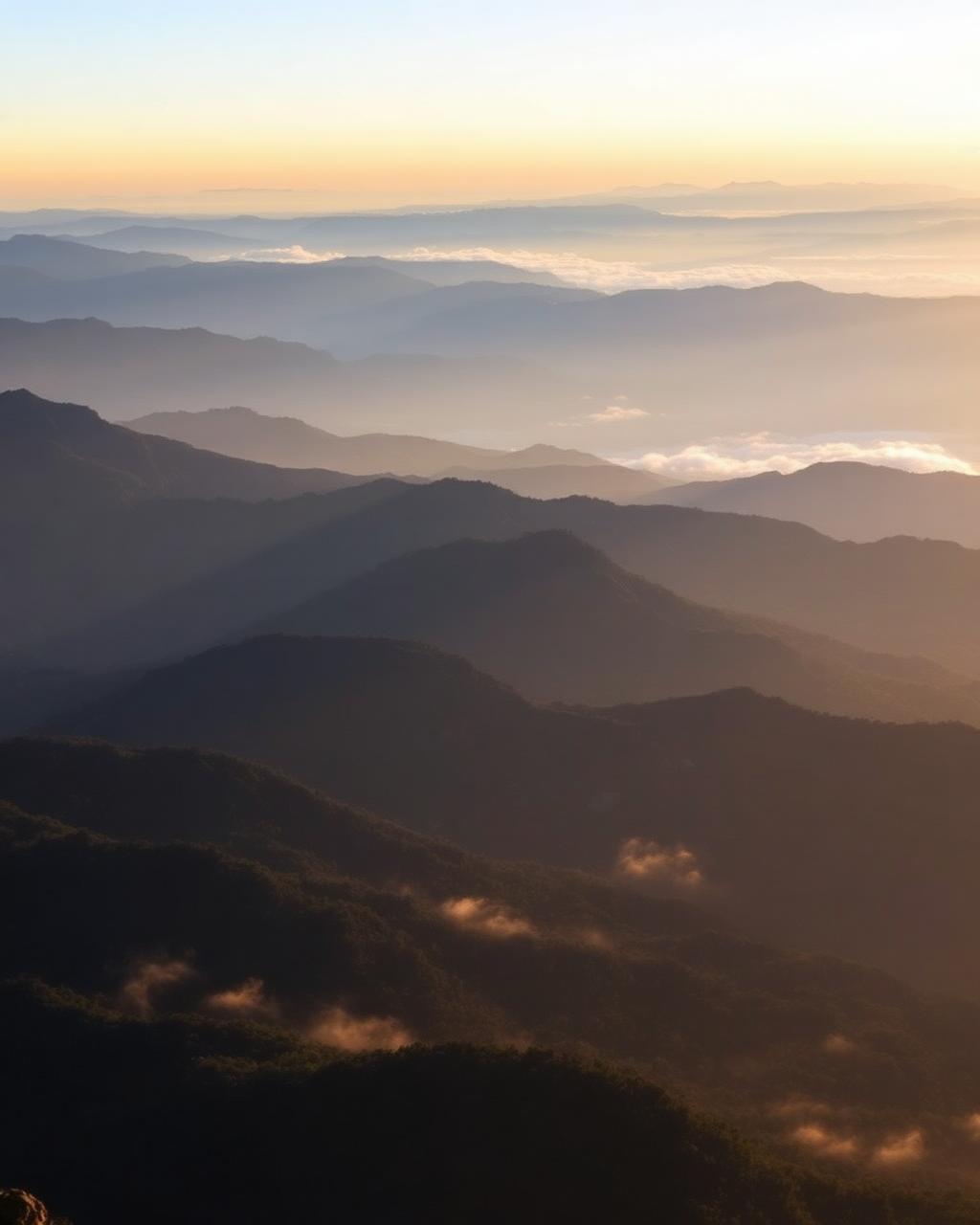 Montanhas da Serra da Mantiqueira ao amanhecer